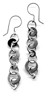 OLGA $130-sterling silver earrings with lightly brushed surface (2" long not including ear wire)